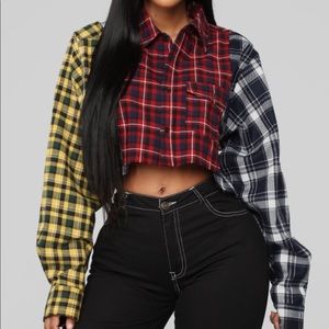 SOLD Fashion Nova Off Line plaid crop top